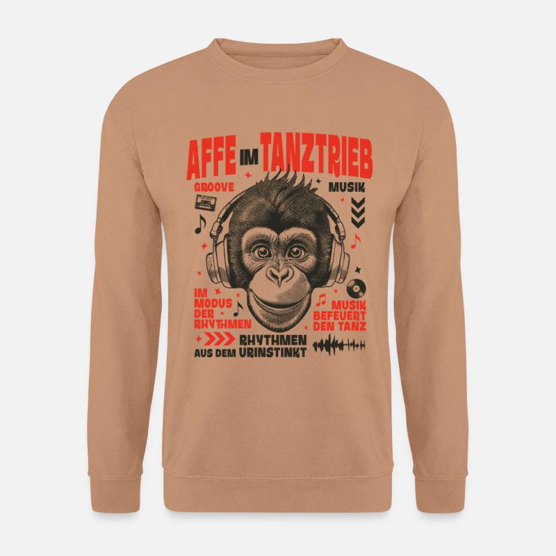 Monochrom T-Shirt – Junger Schimpanse Jungle Vibes - Unisex Pullover - Mocca