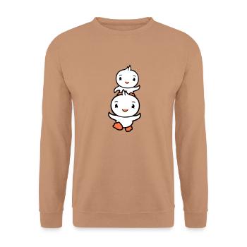 2 Canards Papa Bébé Enfant Piggyback Running Head Fun - Sweat-shirt Unisexe - moka - Devant - Alina (178cm) & Michal (187cm)