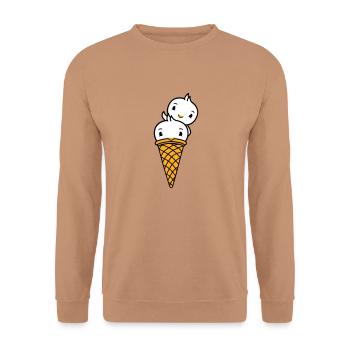 Oiseaux Cream Waffle Cream Scoops Cream Cornet - Sweat-shirt Unisexe - moka - Devant - Alina (178cm) & Michal (187cm)