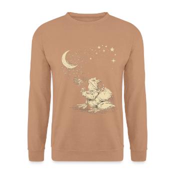 Süßer Frosch Löwenzahn Unter Sternen - Unisex Pullover - Mocca - Vorne - Alina (178cm) & Michal (187cm)