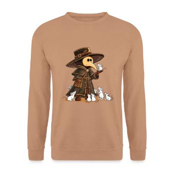Pestdoktor Mäuse Mittelalter LARP Fantasy Humor - Unisex Pullover - Mocca - Vorne - Alina (178cm) & Michal (187cm)