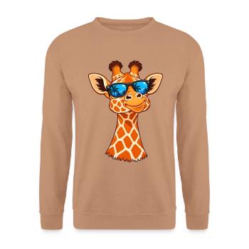 Coole Giraffe mit Sonnenbrille – Sommer Vibes - Unisex Pullover - Mocca - Vorne - Alina (178cm) & Michal (187cm)