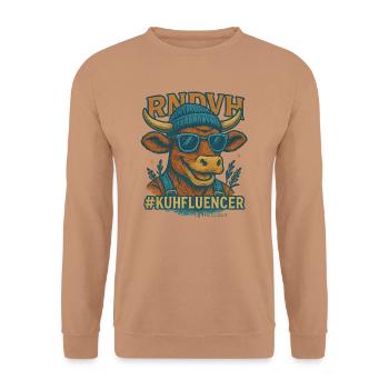 Kuhfluencer - Unisex Pullover - Mocca - Vorne - Alina (178cm) & Michal (187cm)