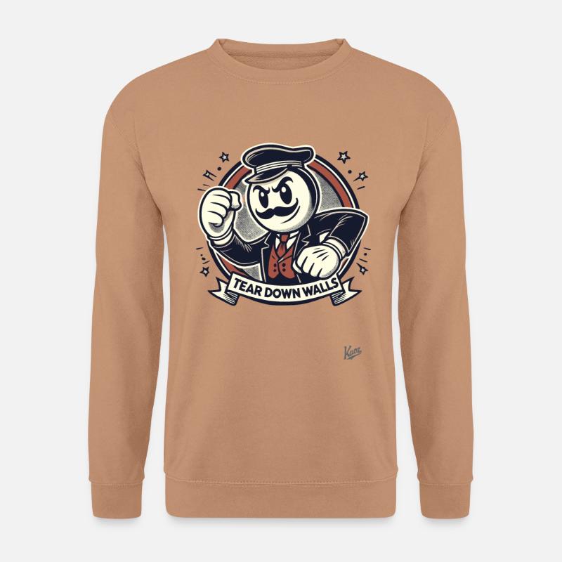 Retro-Schnurrbart-Mann, reißt Wände ein! - Unisex Pullover - Mocca