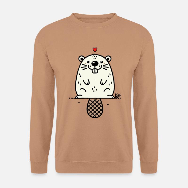 Liebe Herz und lustiger Biber - Unisex Pullover - Mocca