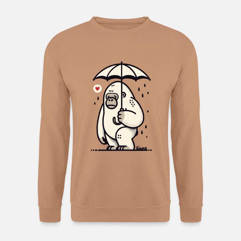 Trauriger Gorilla mit Regenschirm - Unisex Pullover - Mocca