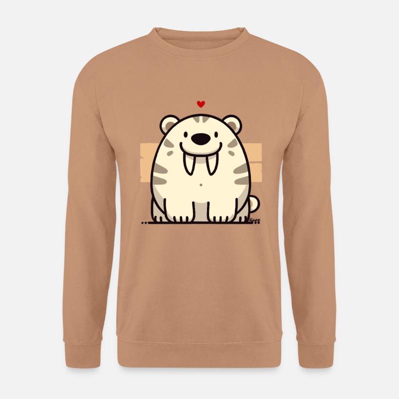 Knuddel-Säbelzahn-Tiger mit Herz - Unisex Pullover - Mocca