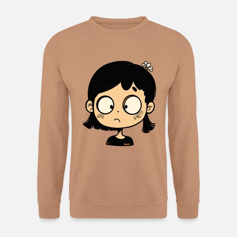 Nachdenkliches Cartoon-Mädchen - Unisex Pullover - Mocca