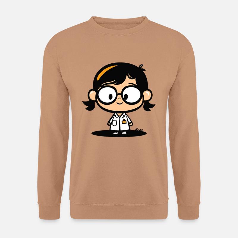 Niedliche Wissenschaftlerin – Laborkittel & Brille - Unisex Pullover - Mocca