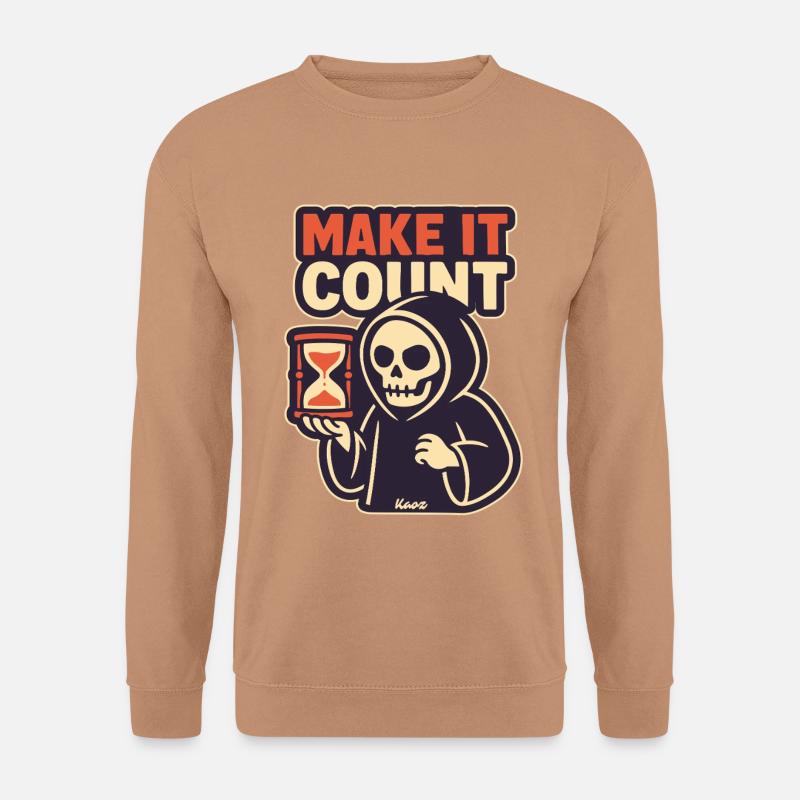 Sensenmann mit Sanduhr: Mach was draus - Unisex Pullover - Mocca