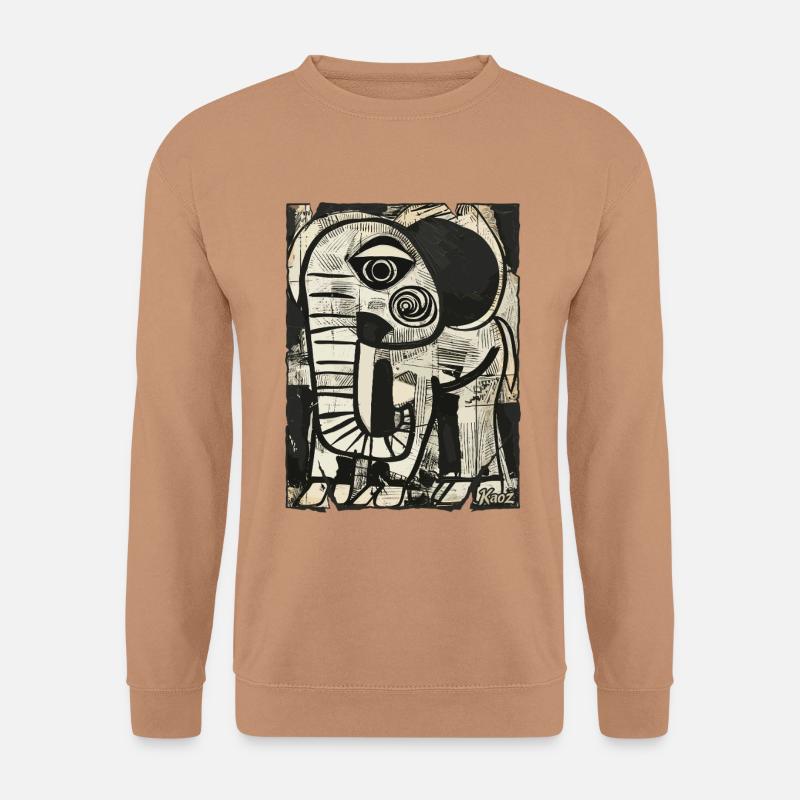 Abstrakter Elefant in Schwarz-Weiß - Unisex Pullover - Mocca