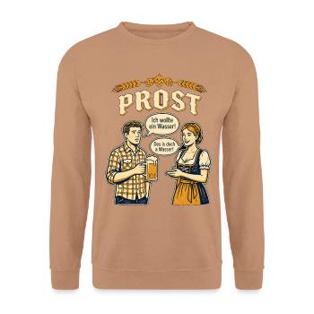 Wasser auf dem Bayrischen Volksfest - Unisex Pullover - Mocca - Vorne - Alina (178cm) & Michal (187cm)