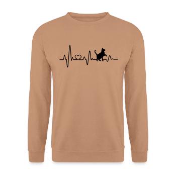 Chat amour chats battement de coeur amoureux des chats ECG - Sweat-shirt Unisexe - moka - Devant - Alina (178cm) & Michal (187cm)