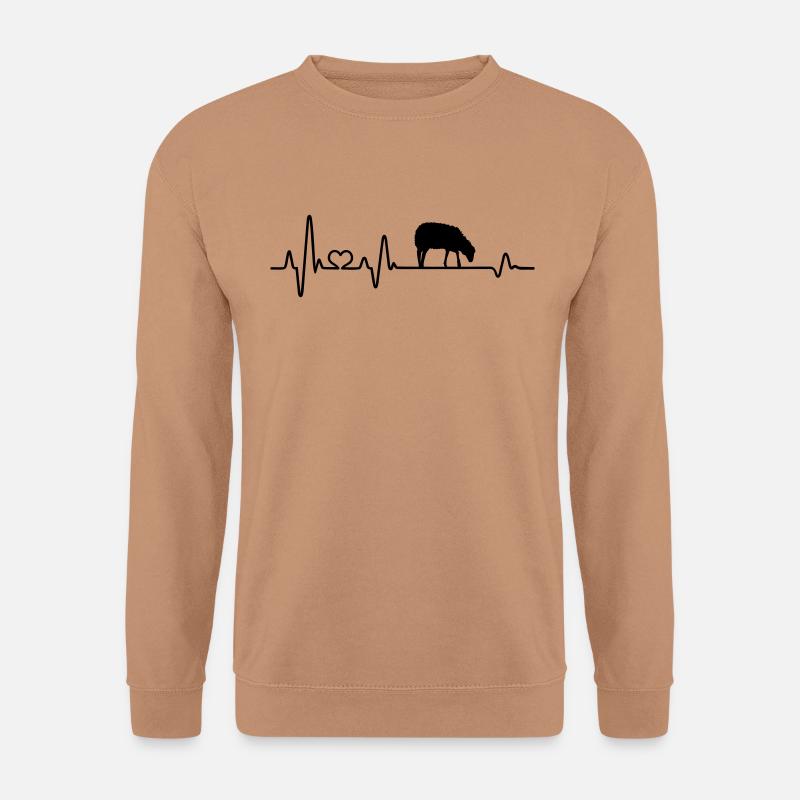 Schaf Herzschlag Schäfer Geschenkidee liebe Schafe - Unisex Pullover - Mocca