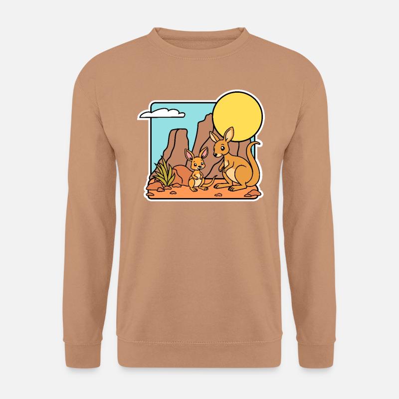 Känguruh Mama und Kind im Outback in Australien - Unisex Pullover - Mocca