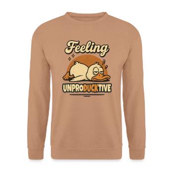 Feeling Unproductive Duck Duck Funny - Unisex Sweatshirt - mocha - Front - Alina (178cm) & Michal (187cm)