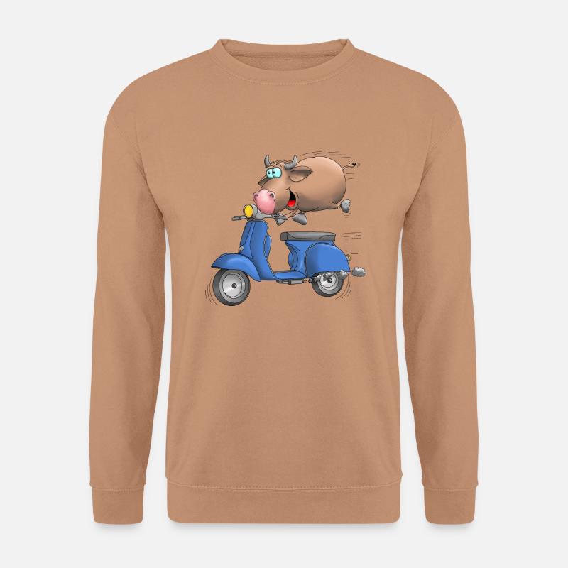 Moped Cartoon Stier - Unisex Pullover - Mocca