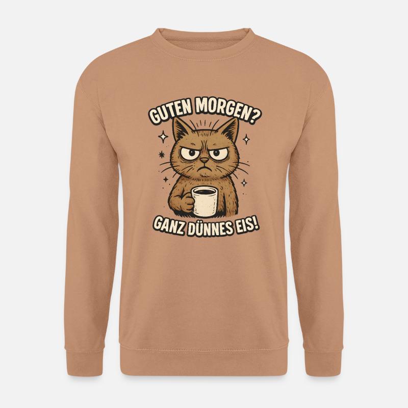 Ganz dünnes Eis Spruch Katze Kaffee - Unisex Pullover - Mocca