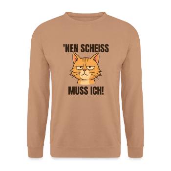 Lustige Katze mit frecher Spruch - Unisex Pullover - Mocca - Vorne - Alina (178cm) & Michal (187cm)