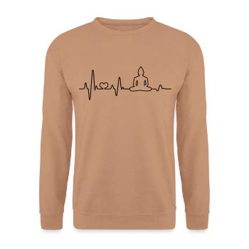 Heartbeat Buddha Buddhism Buddhist Gift - Unisex Sweatshirt - mocha - Front - Alina (178cm) & Michal (187cm)