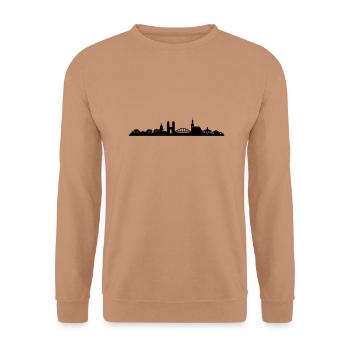 Skyline Saarbrücken Silhouette - Unisex Pullover - Mocca - Vorne - Alina (178cm) & Michal (187cm)