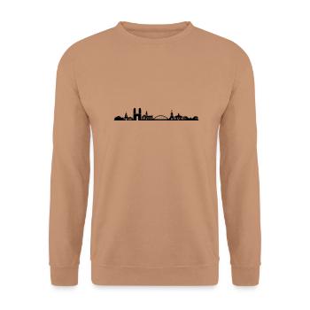 Skyline - Saarbrücken - Unisex Pullover - Mocca - Vorne - Alina (178cm) & Michal (187cm)