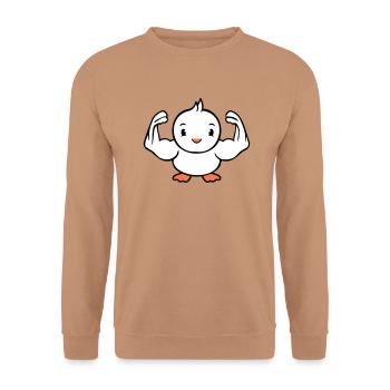 Oiseau Bodybuilder Haltérophilie Fort Gym Fitness - Sweat-shirt Unisexe - moka - Devant - Alina (178cm) & Michal (187cm)