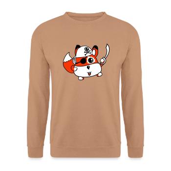 Little Cute Fox Pirate Animal Saber Eye Patch - Unisex Sweatshirt - mocha - Front - Alina (178cm) & Michal (187cm)
