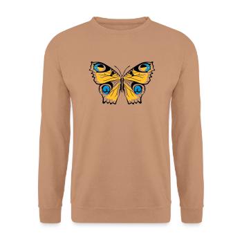 PFAUENAUGE - Unisex Pullover - Mocca - Vorne - Alina (178cm) & Michal (187cm)