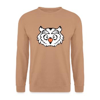 hibou oiseau aigle hibou hibou nuit oiseau effraie des granges chouette bande dessinée - Sweat-shirt Unisexe - moka - Devant - Alina (178cm) & Michal (187cm)