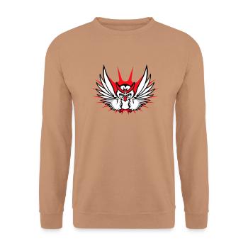 hibou oiseau aigle hibou hibou oiseau de nuit chouette effraie volant cool - Sweat-shirt Unisexe - moka - Devant - Alina (178cm) & Michal (187cm)