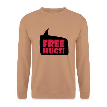 free hugs - Unisex Pullover - Mocca - Vorne - Alina (178cm) & Michal (187cm)