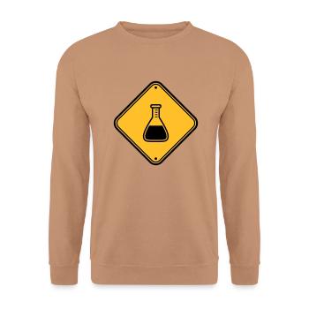 caution science shield note caution flues - Unisex Sweatshirt - mocha - Front - Alina (178cm) & Michal (187cm)