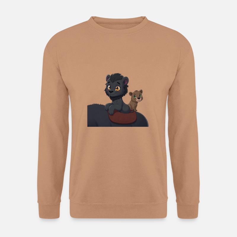 2 süße Löwen auf einem Rücken - Unisex Pullover - Mocca