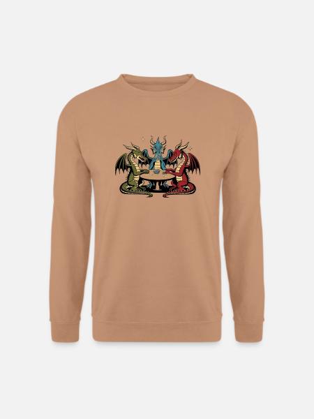 Dragons playing cards - Unisex Sweatshirt - mocha