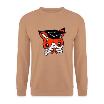Fuchs Abitur Schulabschluss Zeugnisse College Hut - Unisex Pullover - Mocca - Vorne - Alina (178cm) & Michal (187cm)