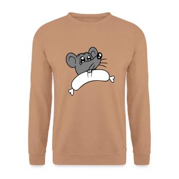 Souris grosse saucisse manger faim saucisse grillades - Sweat-shirt Unisexe - moka - Devant - Alina (178cm) & Michal (187cm)