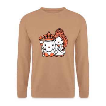2 Canards Roi Reine Prince Princesse Couple Couronne - Sweat-shirt Unisexe - moka - Devant - Alina (178cm) & Michal (187cm)