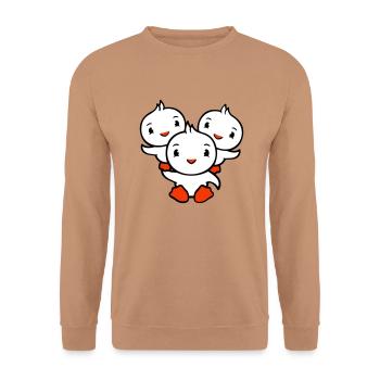 3 canards papa maman enfants épaules tenant cirque - Sweat-shirt Unisexe - moka - Devant - Alina (178cm) & Michal (187cm)