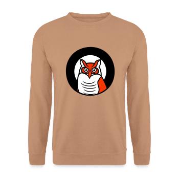 hibou oiseau aigle hibou hibou nuit oiseau effraie des granges chouette bande dessinée - Sweat-shirt Unisexe - moka - Devant - Alina (178cm) & Michal (187cm)
