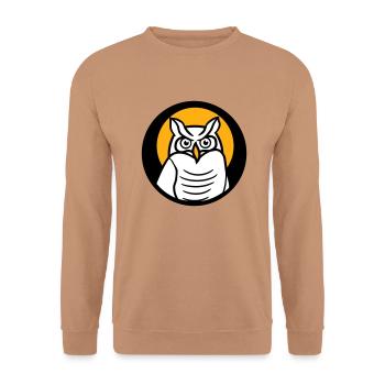 Owl Bird Eagle Owl Sun Moon Night Full Moon Round Logo - Unisex Sweatshirt - mocha - Front - Alina (178cm) & Michal (187cm)