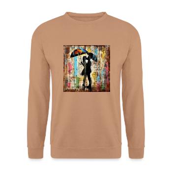 Graffiti kissing couple rust metal urban streetar - Unisex Sweatshirt - mocha - Front - Alina (178cm) & Michal (187cm)