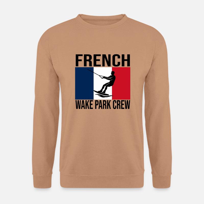 French Wake Park Crew Flag Tee - Unisex Pullover - Mocca