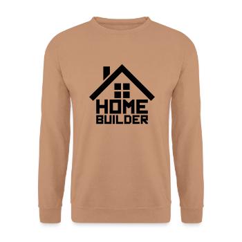 home builder eigenheim haus bauen gebaeude logo de - Unisex Pullover - Mocca - Vorne - Alina (178cm) & Michal (187cm)