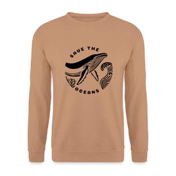 Save the Oceans - Rettet die Meere - Unisex Pullover - Mocca - Vorne - Alina (178cm) & Michal (187cm)