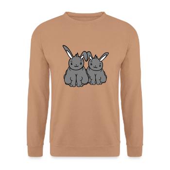 2 Bunnies Fat Friends Team Crew Overweight Fat - Unisex Sweatshirt - mocha - Front - Alina (178cm) & Michal (187cm)