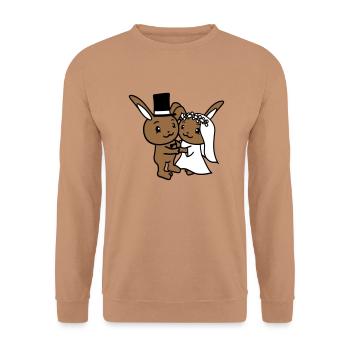 2 Hasen Hochzeit Heiraten Bräutigam Braut Verlobt - Unisex Pullover - Mocca - Vorne - Alina (178cm) & Michal (187cm)