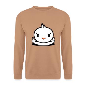 Bird Evil Bottom Hole Middle Finger Show Bad Boy - Unisex Sweatshirt - mocha - Front - Alina (178cm) & Michal (187cm)