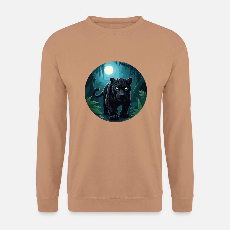 Schwarzer Panther bei Mondschein - Unisex Pullover - Mocca