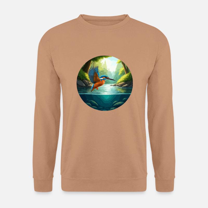 Eisvogel fliegt über Bach - Unisex Pullover - Mocca